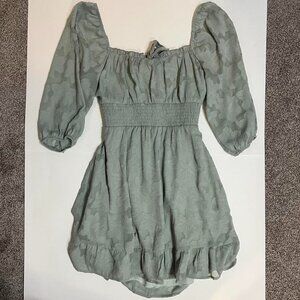 sage green floral flowy mini dress